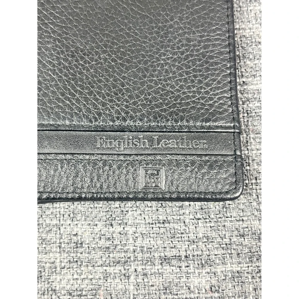 English Leather Mens Black Genuine Leather Long Bifold Secretary Wallet Slim